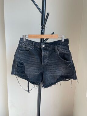 Free People Distressed Black Denim Women's Shorts